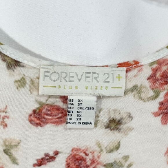 Forever21 Plus Size 3X Tank Top White Floral Print Racerback Crop Sleeveless 651 - Picture 7 of 8